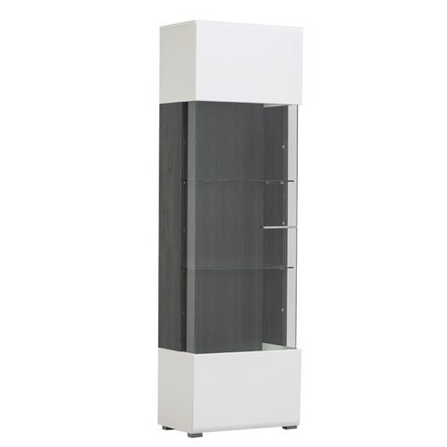 ΒΙΤΡΙΝΑ Enzo 1K VS Λευκό-Black Grey Wood-Λευκή Λάκα 58x35x190εκ f.r.r