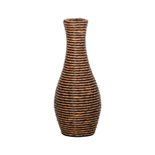ΔΙΑΚΟΣΜΗΤΙΚΟ ΒΑΖΟ Fylliana FL528 PU RATTAN ΜΑΥΡΟ-ΦΥΣΙΚΟ ΧΡΩΜΑ 50εκ