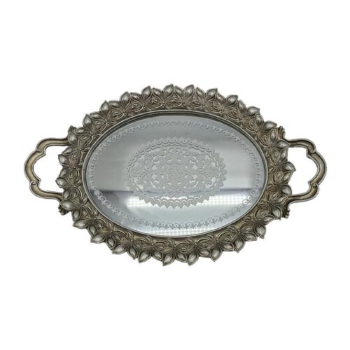ΔΙΣΚΟΣ ΜΕ ΚΑΘΡΕΦΤΗ Fylliana Flower ΑΣΗΜΙ ΧΡΩΜΑ 40x25x4εκ sls