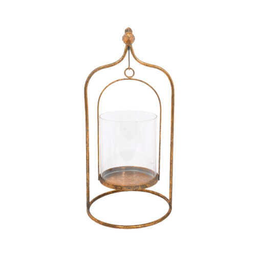 ΜΕΤΑΛΛΙΚΟ ΦΑΝΑΡΙ ΜΕ ΓΥΑΛΙ Fylliana "BIRD" 41*20*13.5εκ sls