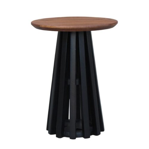 ΣΤΡΟΓΓΥΛΟ ΤΡΑΠΕΖΙ ΣΑΛΟΝΙΟΥ Fylliana "Mekong" ΚΑΦΕ-ΜΑΥΡΟ ΧΡΩΜΑ 38x50εκ