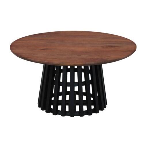 ΣΤΡΟΓΓΥΛΟ ΤΡΑΠΕΖΙ ΣΑΛΟΝΙΟΥ Fylliana "Mekong" ΚΑΦΕ-ΜΑΥΡΟ ΧΡΩΜΑ 90x45εκ