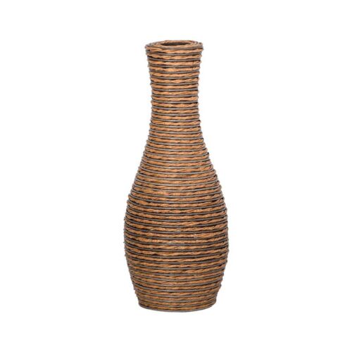 ΔΙΑΚΟΣΜΗΤΙΚΟ ΒΑΖΟ Fylliana FL528 PU RATTAN ΓΚΡΙ ΜΑΥΡΟ-ΦΥΣΙΚΟ ΧΡΩΜΑ 50εκ
