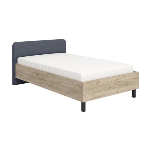ΚΡΕΒΑΤΙ BARLETTA 120 GREY OAK ΜΕ ΓΚΡΙ ΥΦΑΣΜΑ 131x213,5x85,5εκ (120x200)