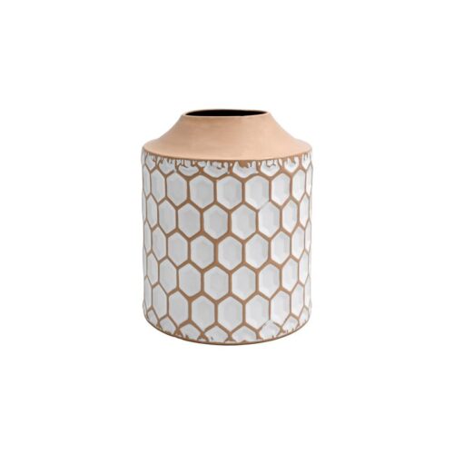 ΜΕΤΑΛΛΙΚΟ ΕΠΙΤΡΑΠΕΖΙΟ ΔΙΑΚΟΣΜΗΤΙΚΟ ΒΑΖΟ Fylliana FL364 ΜΠΕΖ-ΛΕΥΚΟ ΧΡΩΜΑ 19x23εκ