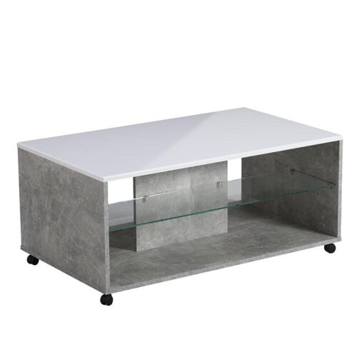 ΤΡΑΠΕΖΑΚΙ ΣΑΛΟΝΙΟΥ BERT ΓΚΡΙ CONCRETE-ΛΕΥΚΗ ΛΑΚΑ 101x60x45εκ