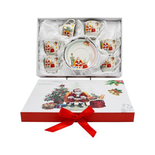 ΧΡΙΣΤΟΥΓΕΝΝΙΑΤΙΚΟ ΚΕΡΑΜΙΚO ΣΕΤ ΚΑΦΕ 6 ΤΕΜ ΣΕ ΚΟΥΤΙ Fylliana FL90808 6x6εκ