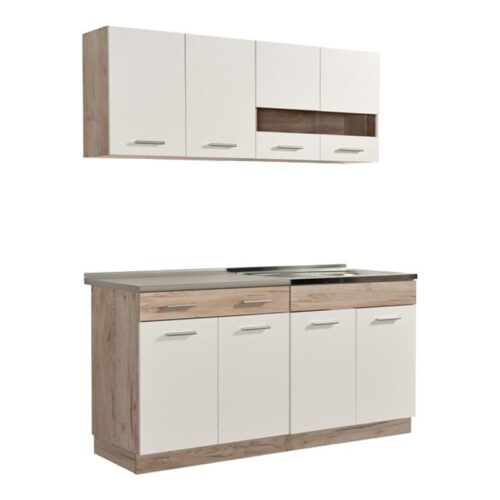 ΚΟΥΖΙΝΑ DALILA 160 GREY OAK / ΛΕΥΚΟ 160x51,5x206,5εκ