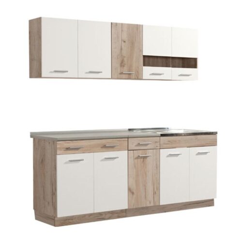 ΚΟΥΖΙΝΑ DALILA 200 GREY OAK / ΛΕΥΚΟ 200x51,5x206,5εκ