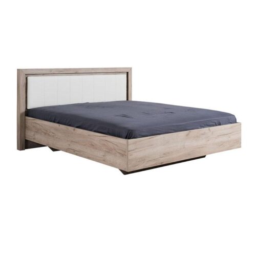 ΚΡΕΒΑΤΙ Astor 160 Grey Oak - Λευκή Δερματίνη 178.5x208.5x100.5εκ