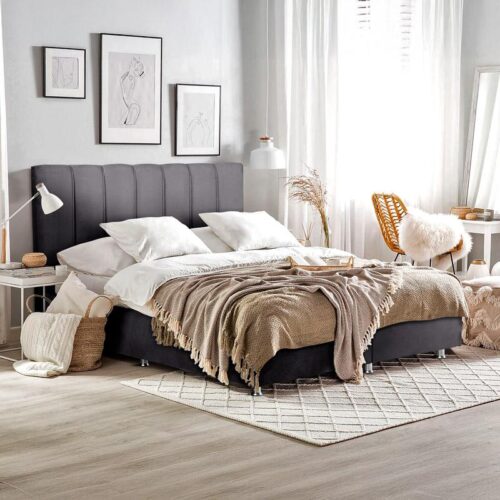 ΚΡΕΒΑΤΙ Elina ΓΚΡΙ ΜΕ ΑΠΟΘHKEYTIKO ΧΩΡΟ 208x142x130εκ ΓΙΑ ΣΤΡΩΜΑ 140x200εκ