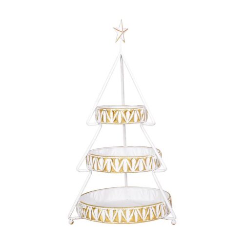 ΧΡΙΣΤΟΥΓΕΝΝΙΑΤΙΚΟΣ ΤΡΙΩΡΟΦΟΣ ΜΕΤΑΛΛΙΚΟΣ ΔΙΣΚΟΣ ΔΕΝΤΡΟ Fylliana FL0042 ΛΕΥΚΟ-ΧΡΥΣΟ ΧΡΩΜΑ 42x37x88εκ