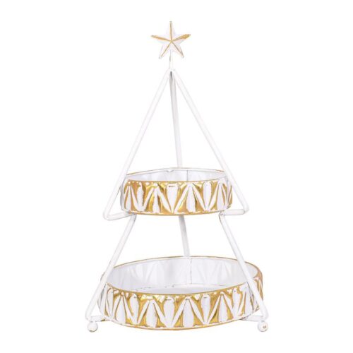 ΧΡΙΣΤΟΥΓΕΝΝΙΑΤΙΚΟΣ ΔΙΩΡΟΦΟΣ ΜΕΤΑΛΛΙΚΟΣ ΔΙΣΚΟΣ ΔΕΝΤΡΟ Fylliana FL0202 ΛΕΥΚΟ-ΧΡΥΣΟ ΧΡΩΜΑ 36x30x58εκ