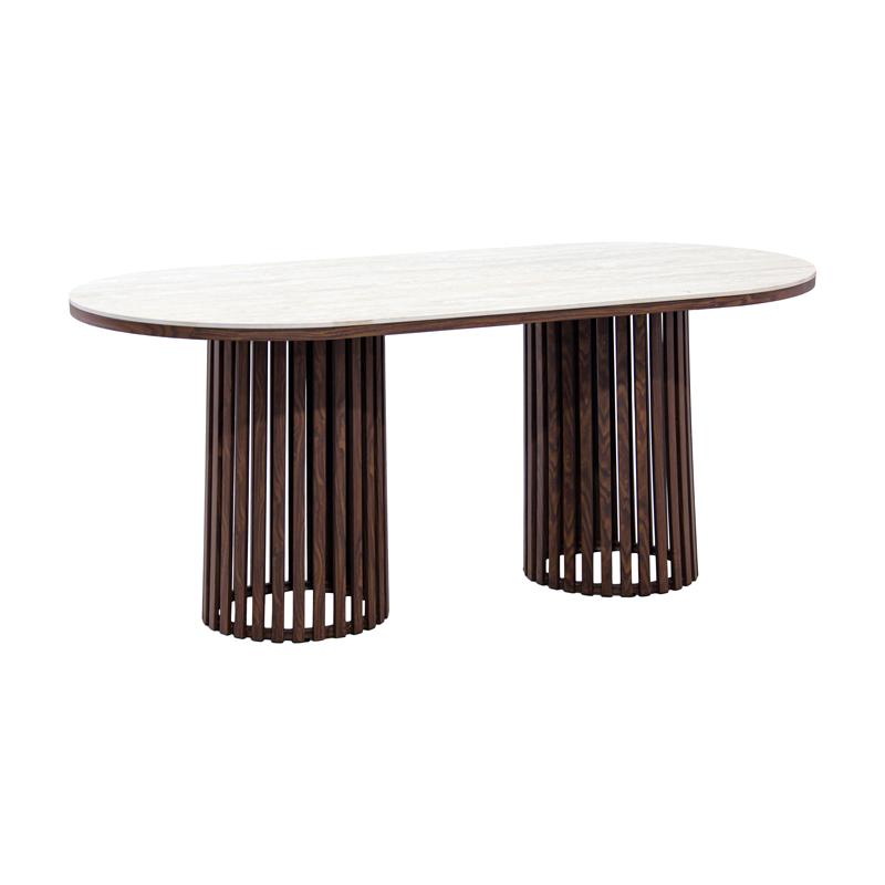 ΟΒΑΛ ΤΡΑΠΕΖΙ ΤΡΑΠΕΖΑΡΙΑΣ Fylliana FL17 ΜΕ ΜΠΕΖ ΚΕΡΑΜΙΚΗ ΕΠΙΦΑΝΕΙΑ ΚΑΙ ΜΕΤΑΛΛΙΚΗ ΒΑΣΗ ΣΕ ΚΑΦΕ ΧΡΩΜΑ 180x90x76εκ