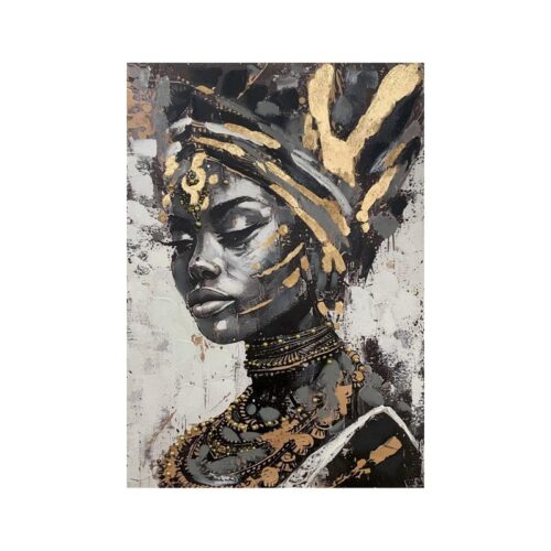 ΠΙΝΑΚΑΣ ΣΕ ΚΑΜΒΑ Fylliana "African lady No2 37314" ΜΑΥΡΟ-ΓΚΡΙ-ΛΕΥΚΟ 70x3x100εκ