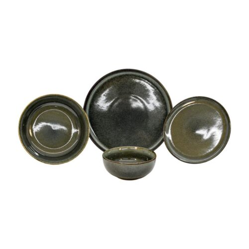 ΣΕΤ ΦΑΓΗΤΟΥ 16τμχ Fylliana FL25143 STONEWARE ΣΚΟΥΡΟ ΠΡΑΣΙΝΟ ΧΡΩΜΑ