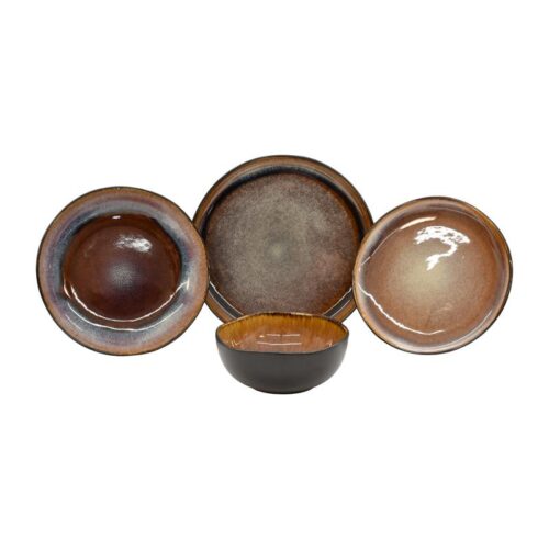 ΣΕΤ ΦΑΓΗΤΟΥ 16τμχ Fylliana FL25180 STONEWARE ΣΚΟΥΡΟ ΚΑΦΕ ΧΡΩΜΑ