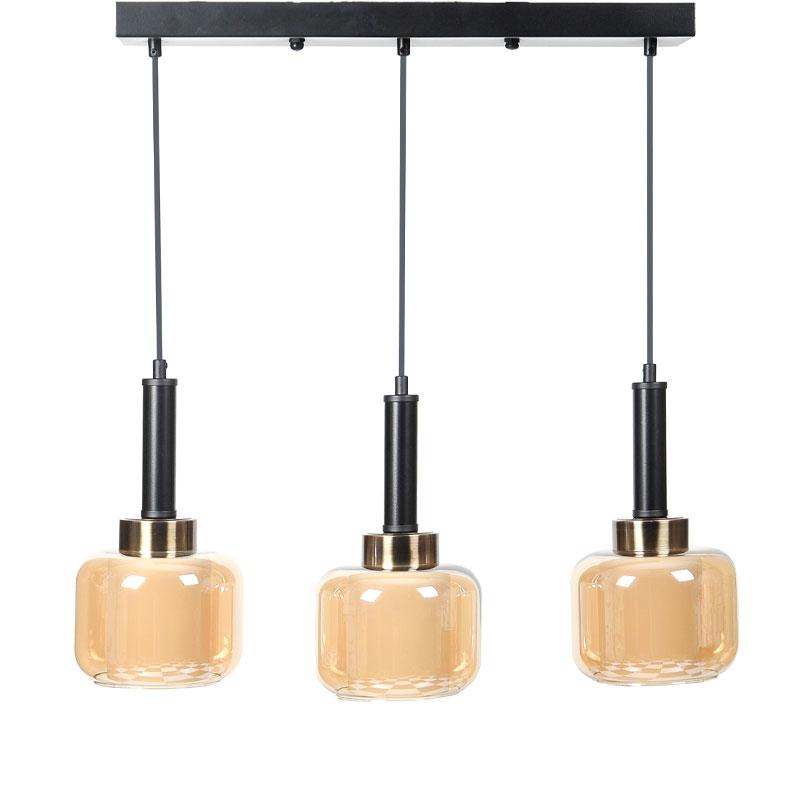 ΤΡΙΦΩΤΟ ΚΡΕΜΑΣΤΟ ΦΩΤΙΣΤΙΚΟ ΟΡΟΦΗΣ ΔΙΠΛΟ ΓΥΑΛΙΝΟ ΚΑΠΕΛΟ Fylliana ΜΠΡΟΝΖΕ ΧΡΩΜΑ Ε27 50x15x75εκ