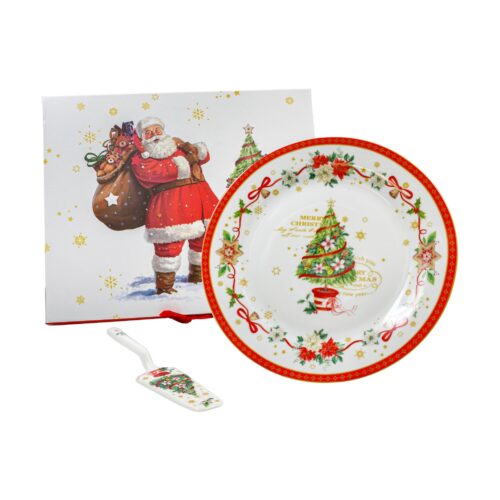 ΧΡΙΣΤΟΥΓΕΝΝΙΑΤΙΚΗ ΚΕΡΑΜΙΚΗ ΠΙΑΤΕΛΑ ΜΕ ΣΠΑΤΟΥΛΑ ΣΕ ΚΟΥΤΙ Fylliana FL9017 ΛΕΥΚΟ-ΚΟΚΚΙΝΟ ΧΡΩΜΑ