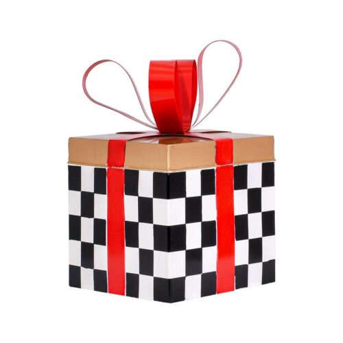 ΧΡΙΣΤΟΥΓΕΝΝΙΑΤΙΚΟ ΜΕΤΑΛΛΙΚΟ ΔΙΑΚΟΣΜΗΤΙΚΟ ΚΟΥΤΙ ΔΩΡΟΥ Fylliana FL038 ΧΡΥΣΟ-ΜΑΥΡΟ-ΛΕΥΚΟ-ΚΟΚΚΙΝΟ 20x20x26εκ