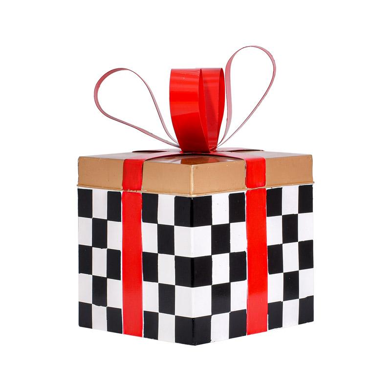 ΧΡΙΣΤΟΥΓΕΝΝΙΑΤΙΚΟ ΜΕΤΑΛΛΙΚΟ ΔΙΑΚΟΣΜΗΤΙΚΟ ΚΟΥΤΙ ΔΩΡΟΥ Fylliana FL038 ΧΡΥΣΟ-ΜΑΥΡΟ-ΛΕΥΚΟ-ΚΟΚΚΙΝΟ 20x20x26εκ