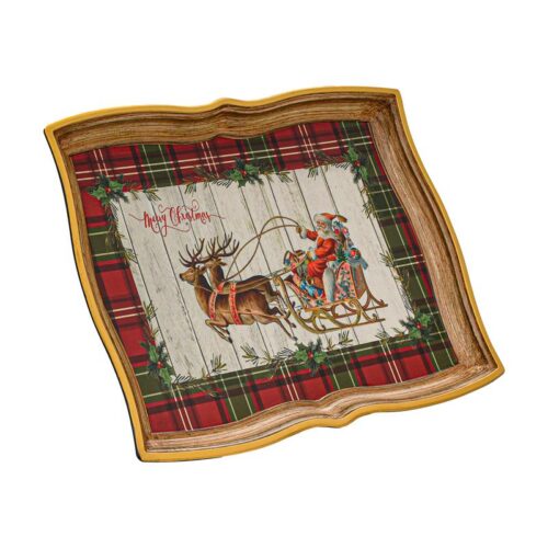 ΧΡΙΣΤΟΥΓΕΝΝΙΑΤΙΚΟΣ ΠΛΑΣΤΙΚΟΣ ΔΙΣΚΟΣ ΣΕΡΒΙΡΙΣΜΑΤΟΣ Fylliana FL10141 ΚΟΚΚΙΝΟ-ΛΕΥΚΟ 43x32x3εκ