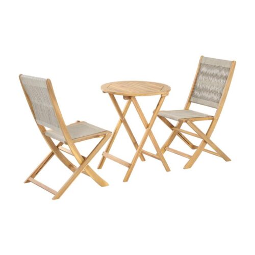 ΣΕΤ BISTRO 3 ΤΕΜ ΞΥΛΟ ΑΚΑΚΙΑΣ Fylliana FL3709 ΚΑΡΥΔΙ ΣΚΕΛΕΤΟΣ-ΜΠΕΖ ΚΟΡΔΟΝΙ 60x60x75εκ