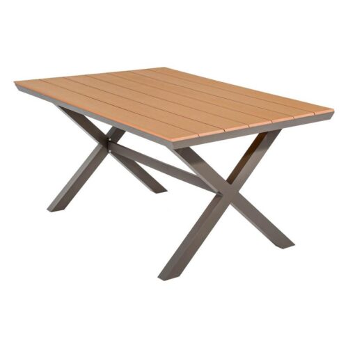 ΤΡΑΠΕΖΙ ΚΗΠΟΥ ΑΛΟΥΜΙΝΙΟΥ Fylliana FL6510 ΜΕ ΕΠΙΦΑΝΕΙΑ POLYWOOD ΧΡΩΜΑ CAPPUCCINO 180x100x75εκ