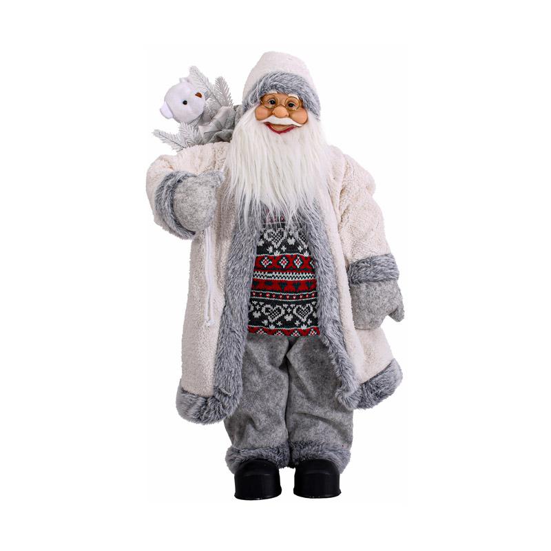 ΧΡΙΣΤΟΥΓΕΝΝΙΑΤΙΚΗ ΦΙΓΟΥΡΑ ΑΓΙΟΣ ΒΑΣΙΛΗΣ FYLLIANA FL241401 ΛΕΥΚΟ-ΓΚΡΙ ΧΡΩΜΑ 60εκ