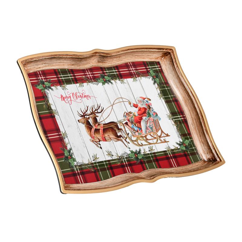 ΧΡΙΣΤΟΥΓΕΝΝΙΑΤΙΚΟΣ ΠΛΑΣΤΙΚΟΣ ΔΙΣΚΟΣ ΣΕΡΒΙΡΙΣΜΑΤΟΣ Fylliana FL10281 ΚΟΚΚΙΝΟ-ΛΕΥΚΟ 35x24x3εκ