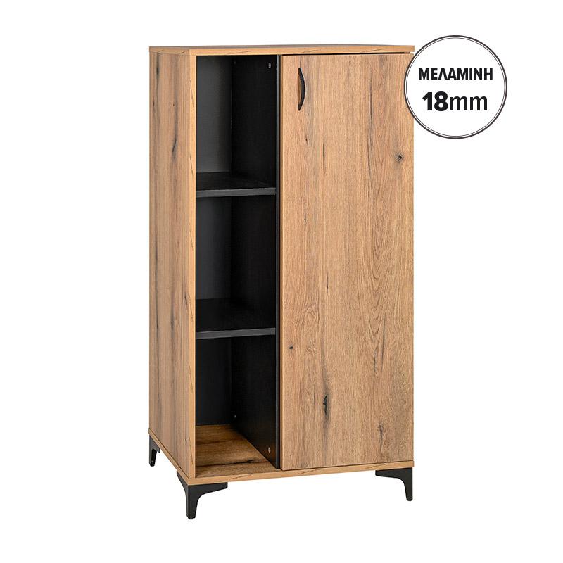 ΒΙΤΡΙΝΑ Fylliana Alba ARTISAN OAK-ΜΑΥΡΟ 68x40x134εκ