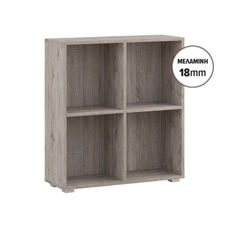 ΒΙΒΛΙΟΘΗΚΗ-ΡΑΦΙΕΡΑ Fylliana Smart 4P 18 GREY OAK ΧΡΩΜΑ 74x29x76εκ